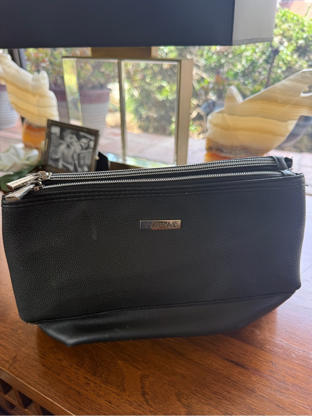 Joan & David Black Triple Zip Travel Cosmetic Toiletry Organizer Bag